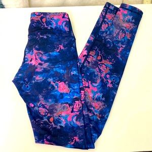 Lululemon Tight Floral abstract legging tights Sz. 2 full length EC blue pink
